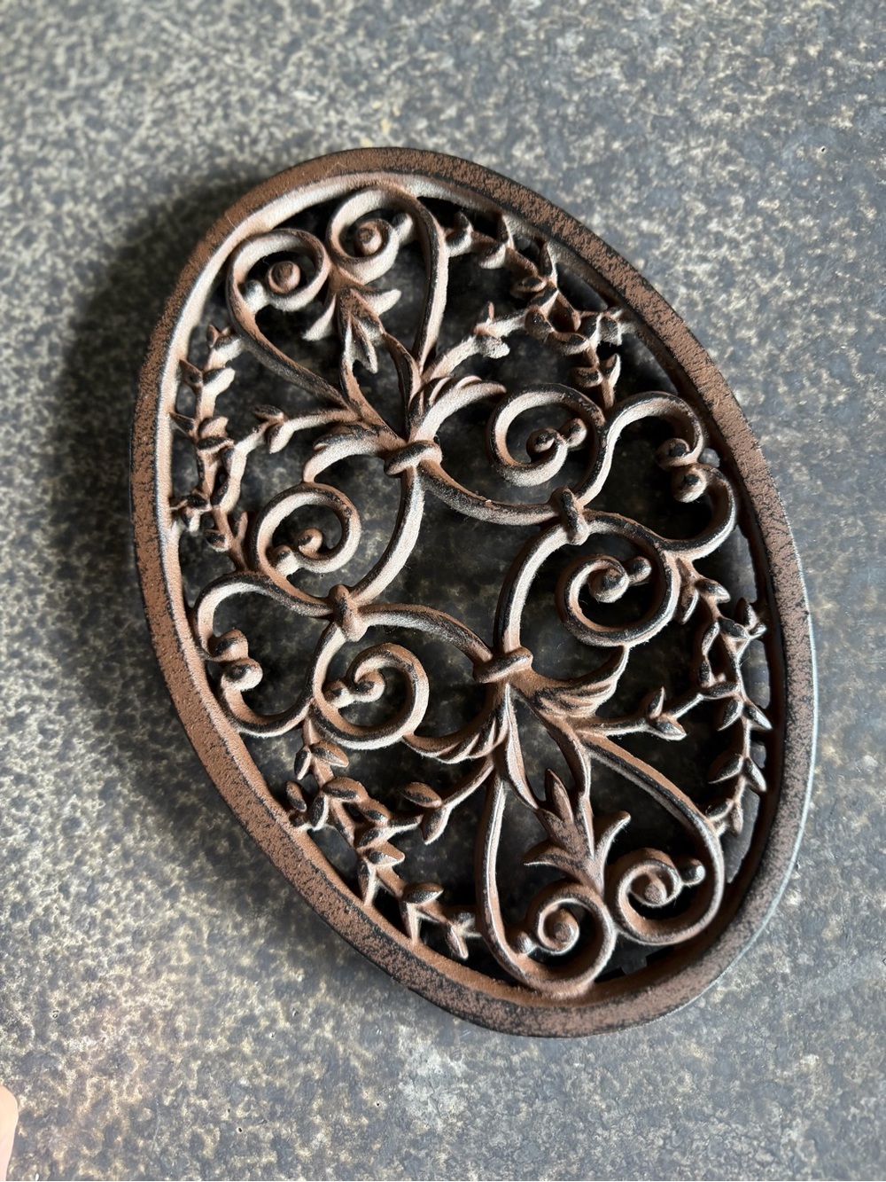 Vintage Cast iron french Brown Trivet Or Wall Hanger france